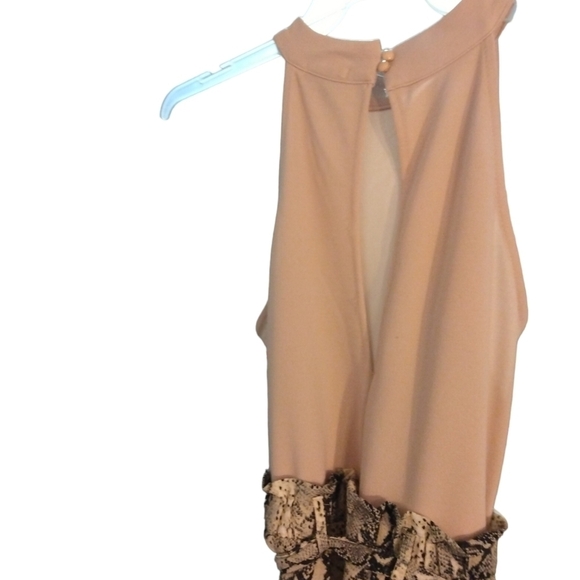 Halter Jumper Wide Leg J for Justify Beige Reptile Print Bottom Tie Belt L - Picture 3 of 11